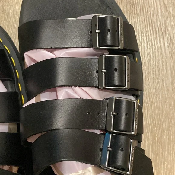 ❌SOLD❌ EUC [Dr. Martens] Black Leather Tate Sandals w Adjustable Buckles Mens 12 - Picture 12 of 15